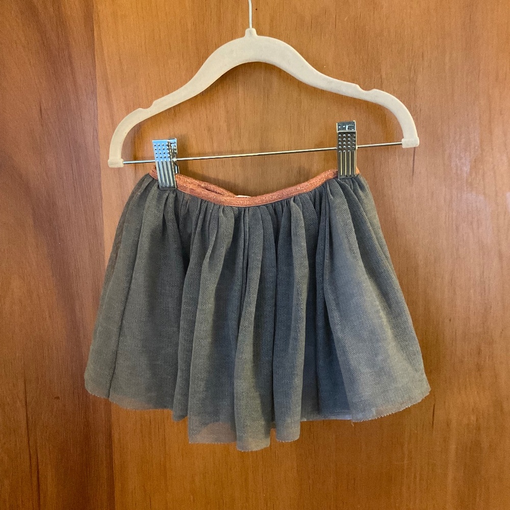 Zara Girls Tulle Skirt size 3/4 Gray Lined Elastic Waist